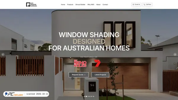 Captura de ecrã de auswindowshrouds.com.au