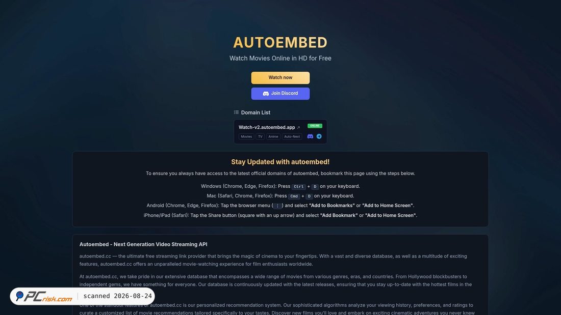 Screenshot von autoembed.net