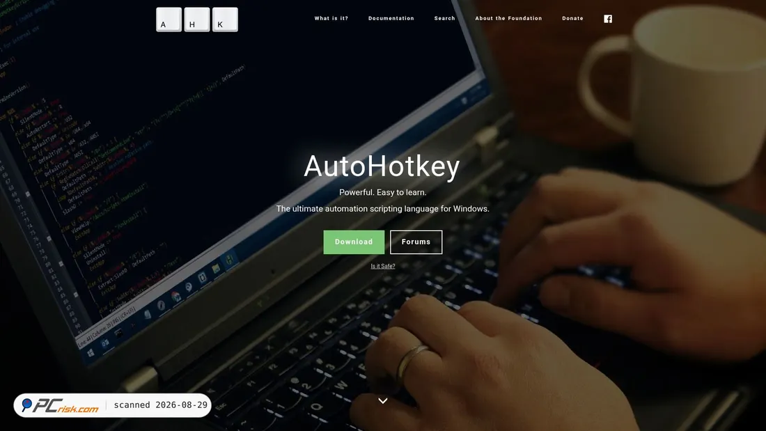 Screenshot of autohotkey.com