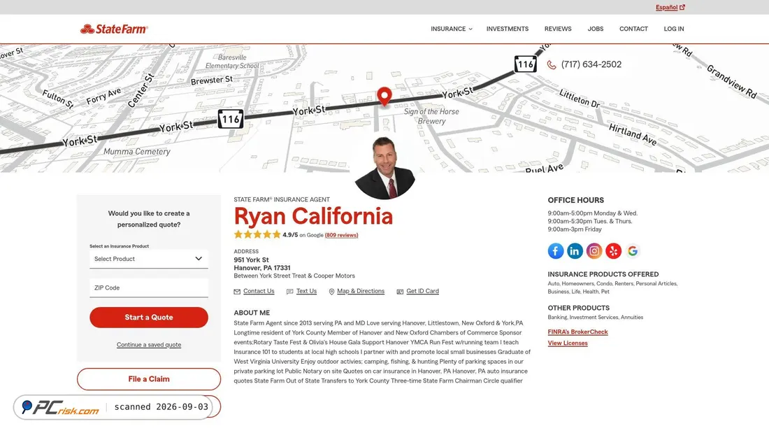 Screenshot di autoinsurancehanover.com
