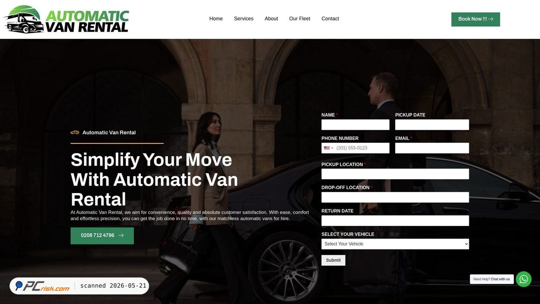 Screenshot of automaticvanrental.co.uk
