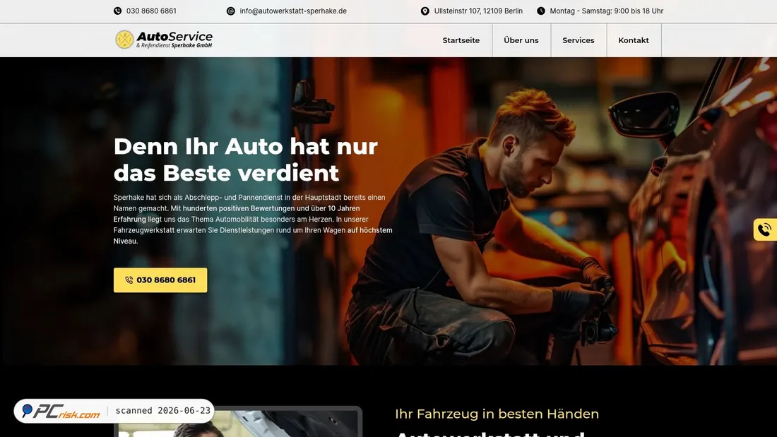 Screenshot of autowerkstatt-sperhake.de