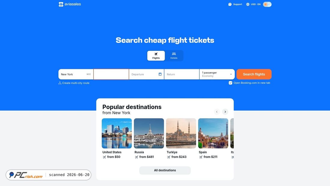 Screenshot of aviasales.com