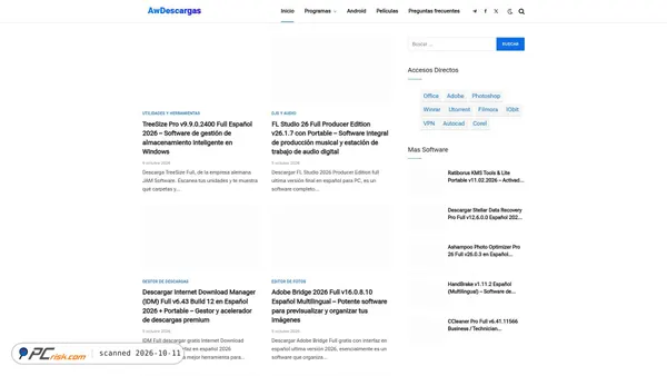 Captura de ecrã de awdescargas.com