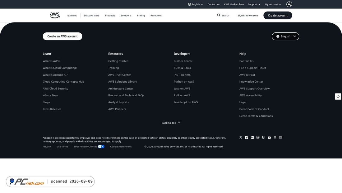 Captura de pantalla de aws.amazon.com