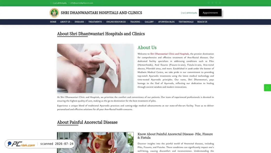 Screenshot of ayurvedapilescure.com