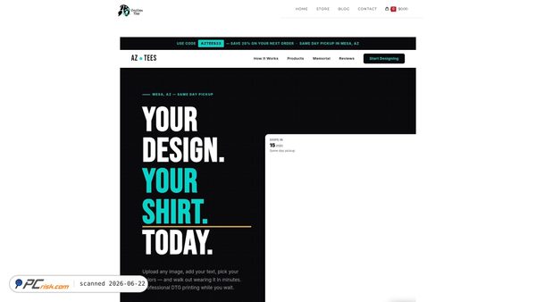 azcustomshirts.com screenshot