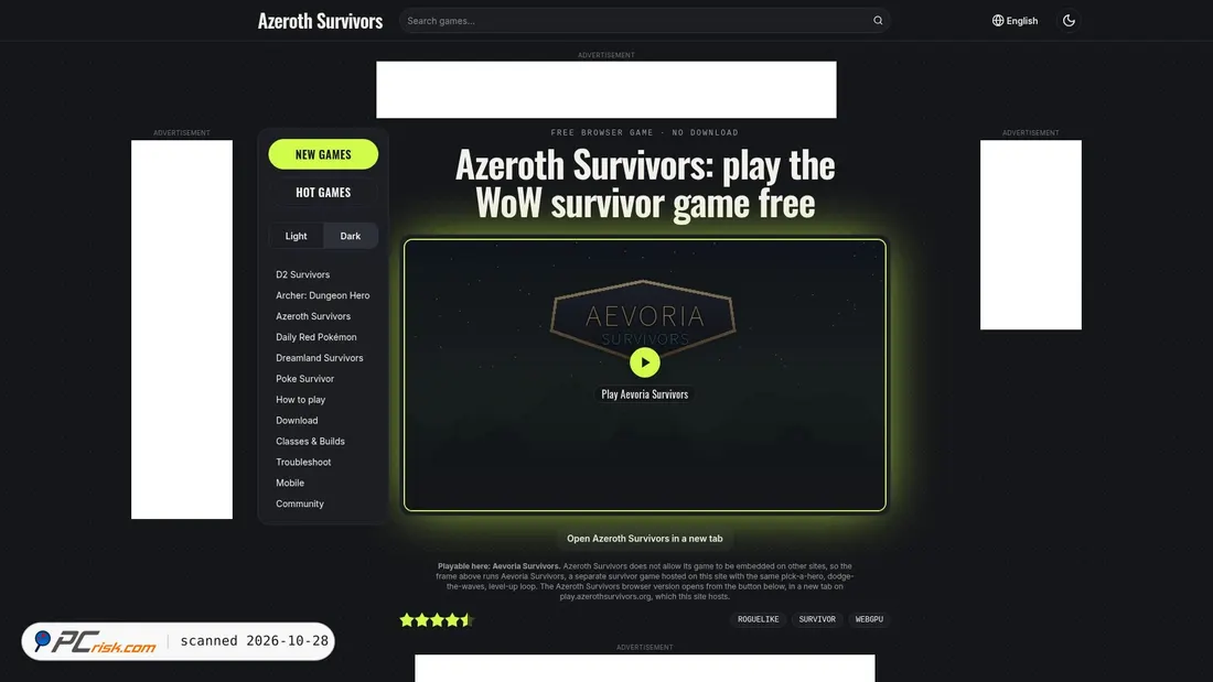 Screenshot of azerothsurvivors.org