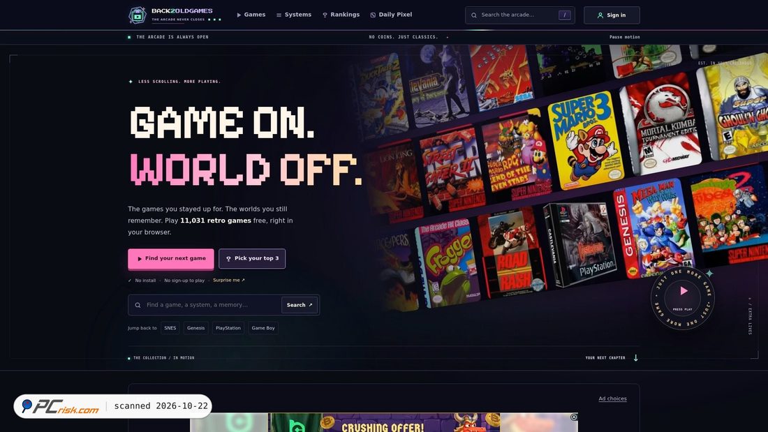Screenshot von back2oldgames.com