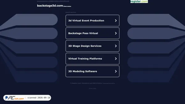 backstage3d.com screenshot
