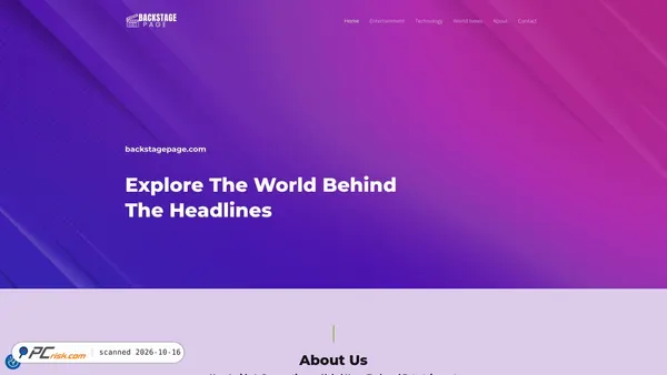 Screenshot van backstagepage.com