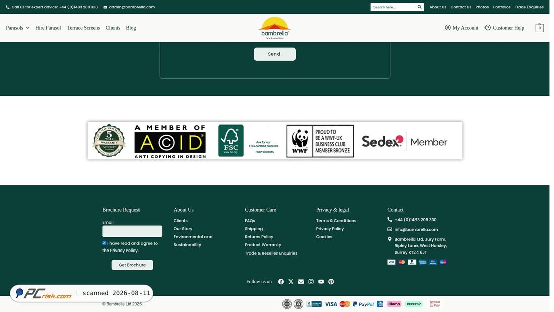Screenshot of bambrella.co.uk