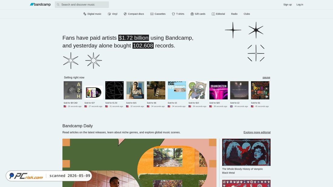 Screenshot di bandcamp.com