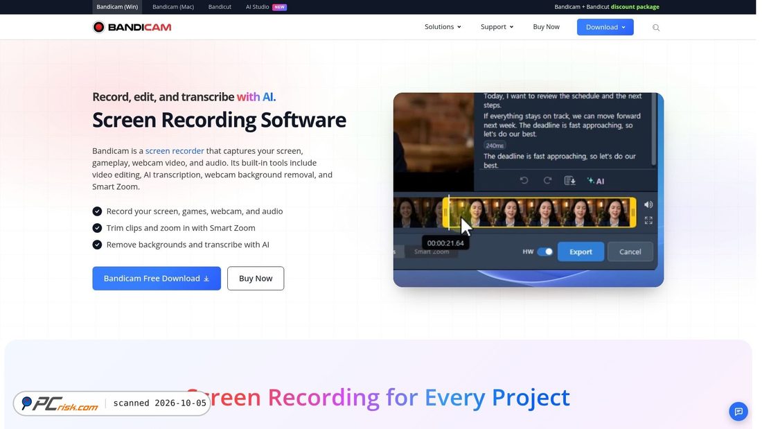 Captura de ecrã de bandicam.com