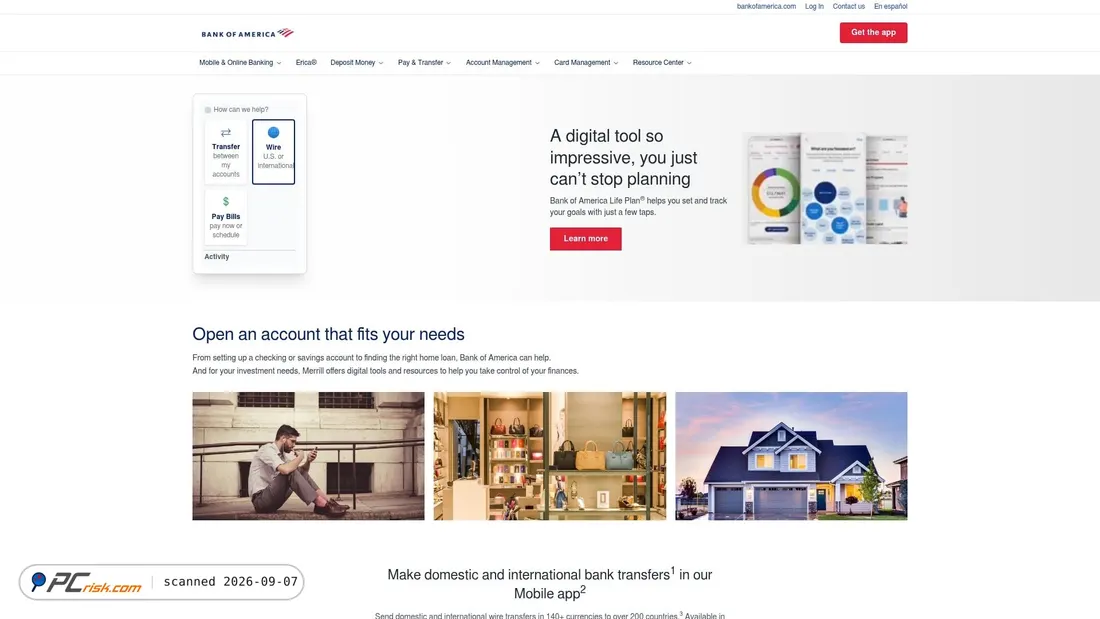 Screenshot von bankofamericanonline.com