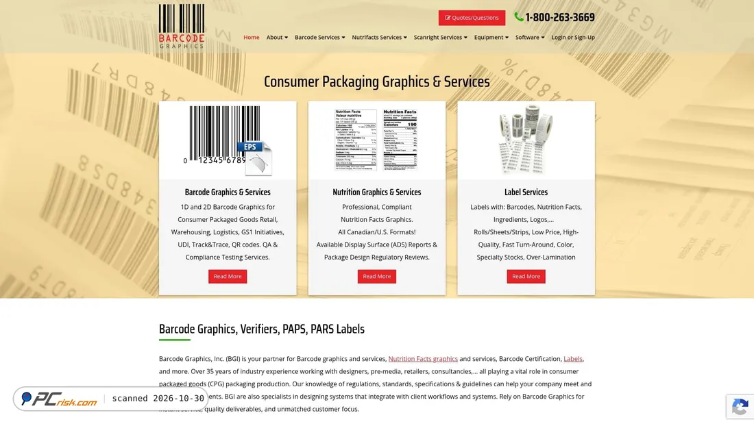 Screenshot of barcodegraphics.com