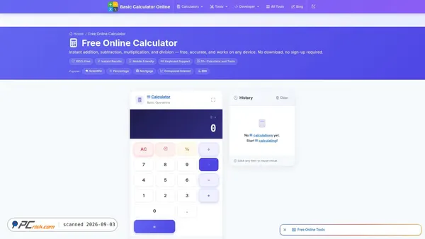 Capture d’écran de basiccalculatoronline.com
