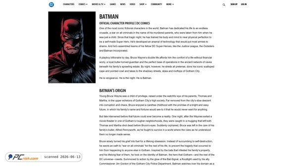 batman.com screenshot