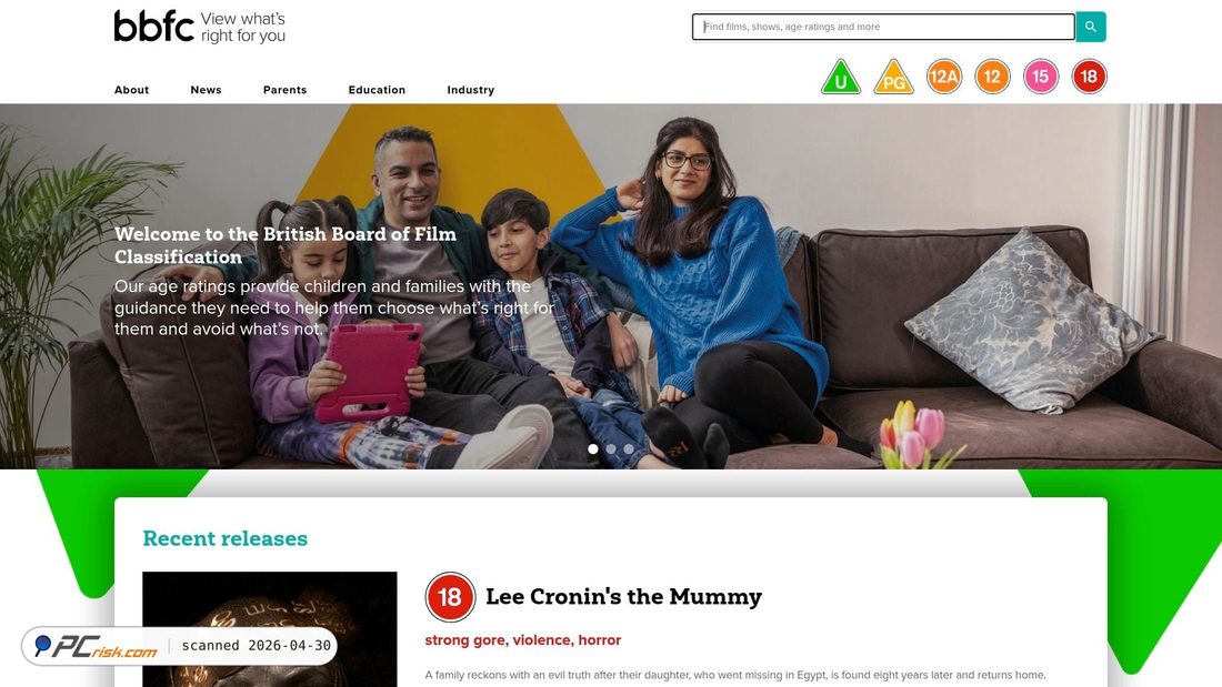 Screenshot of bbfc.co.uk