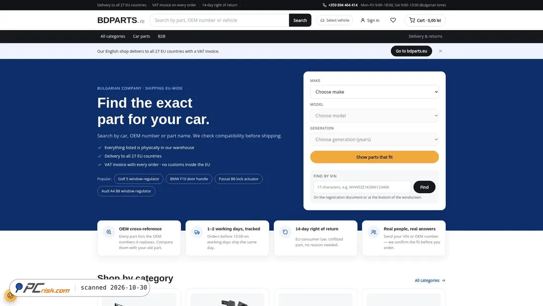 Screenshot of bdparts.ro