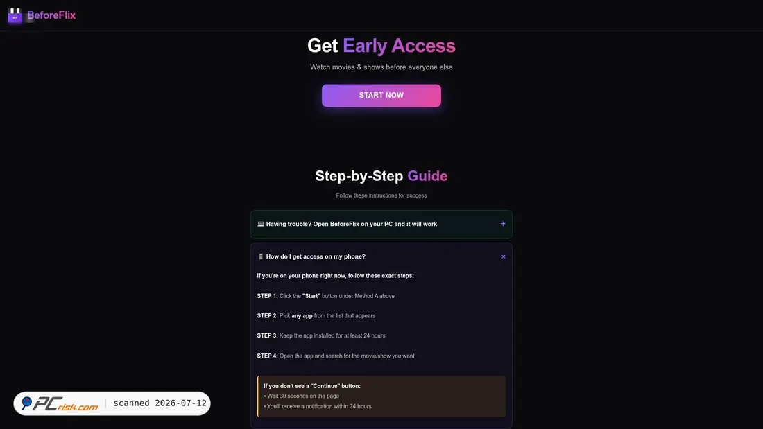 Screenshot of beforeflix.com
