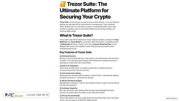 begin-faq-trezer-suite-page.typedream.app screenshot