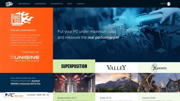 benchmark.unigine.com screenshot