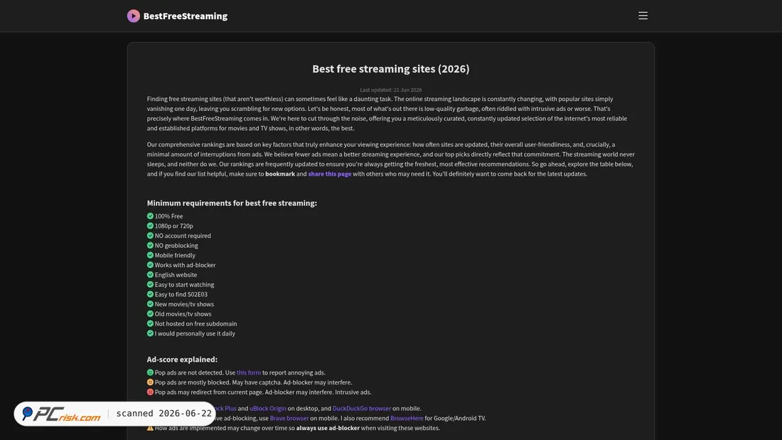 Screenshot of bestfreestreaming.org
