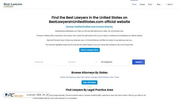 Captura de ecrã de bestlawyersinunitedstates.com