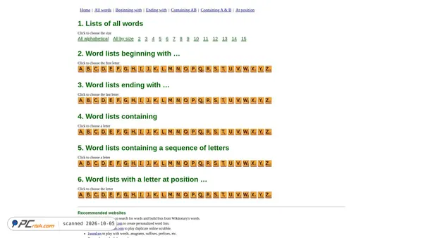 Captura de ecrã de bestwordlist.com