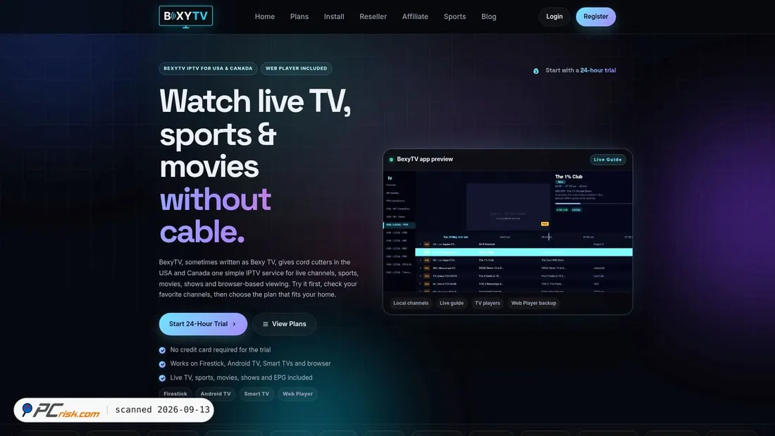 Screenshot von bexytv.com