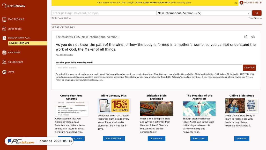 Screenshot von biblegateway.com
