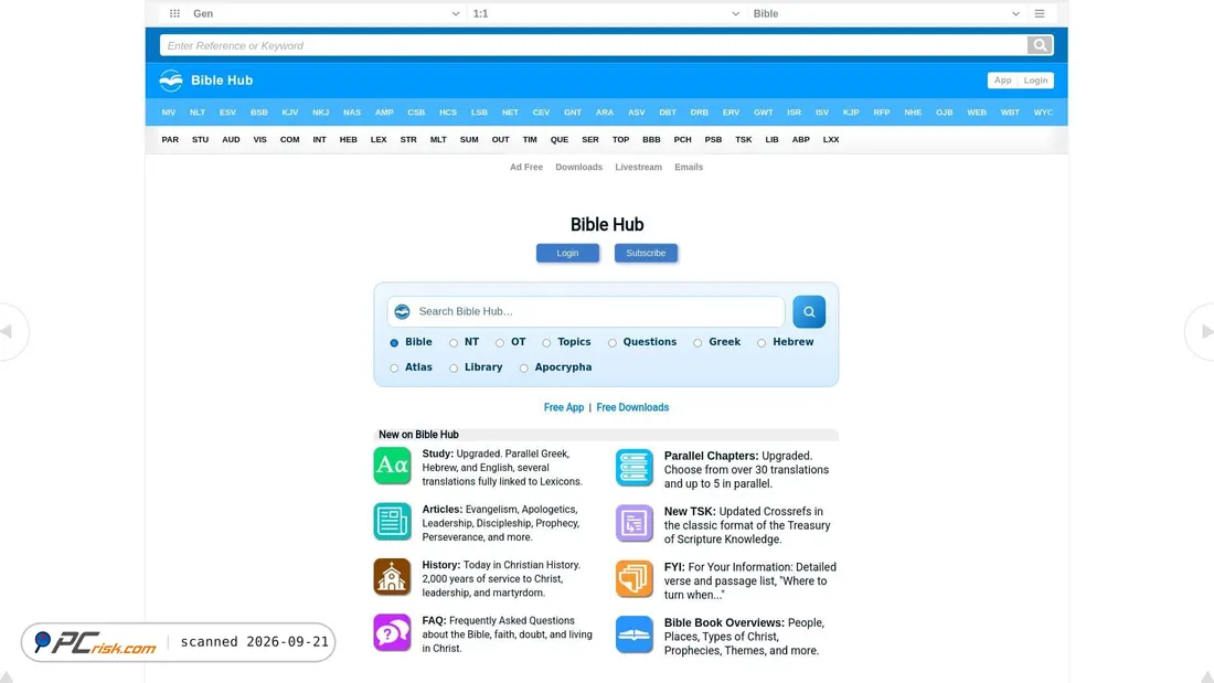 Screenshot of biblehub.com