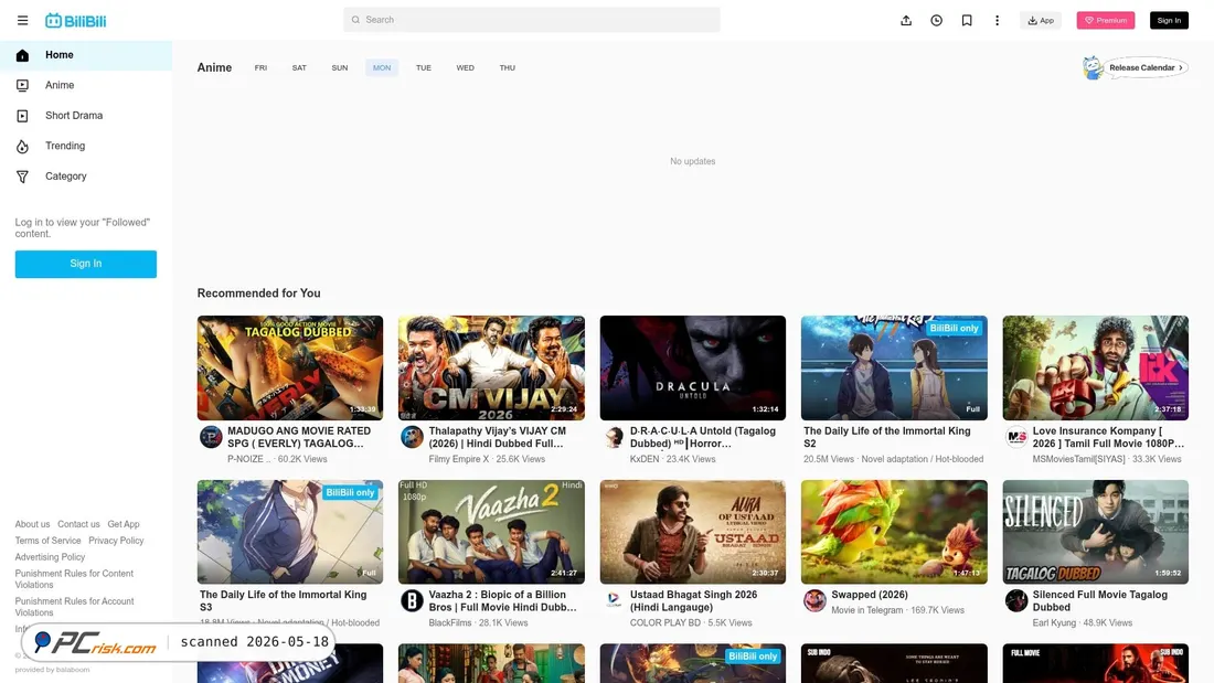 Screenshot of bilibili.tv