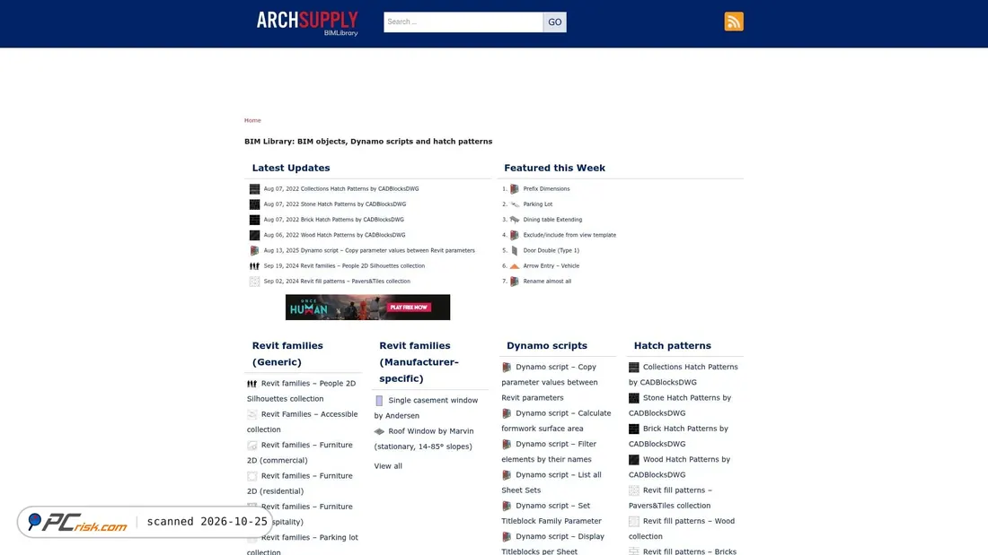 Captura de pantalla de bimlibrary.archsupply.com