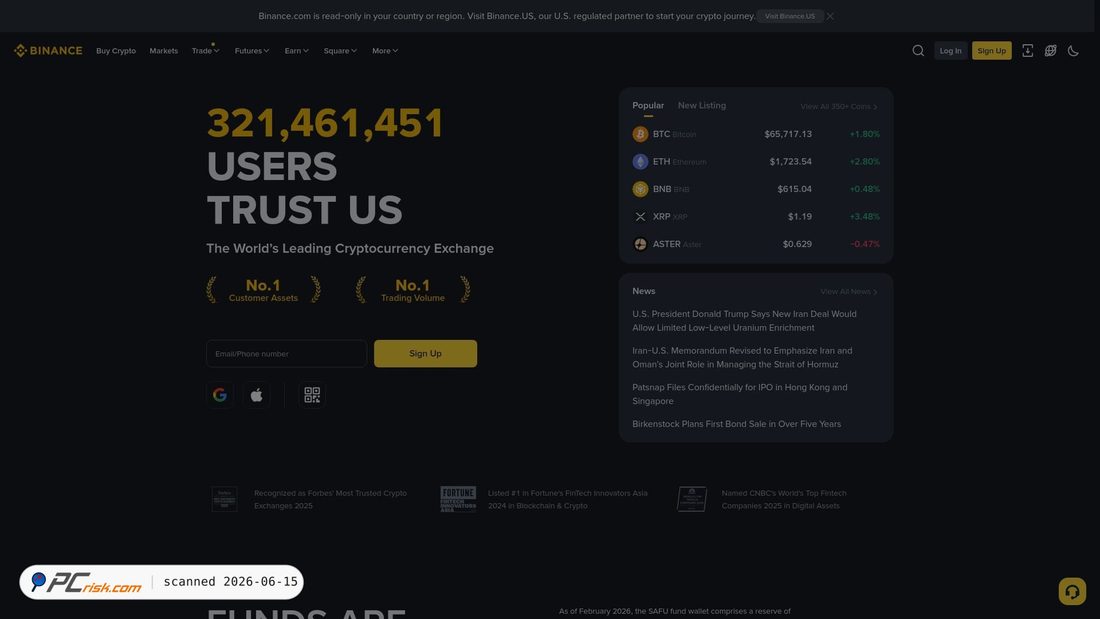 Screenshot von binance.com