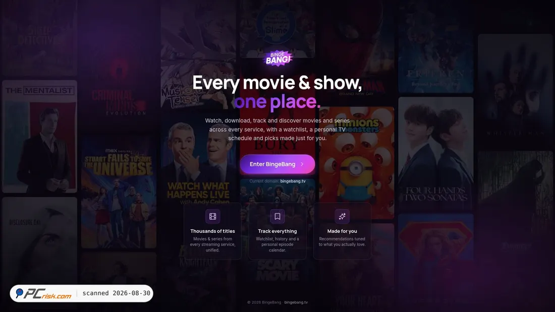 Screenshot von bingebang.com