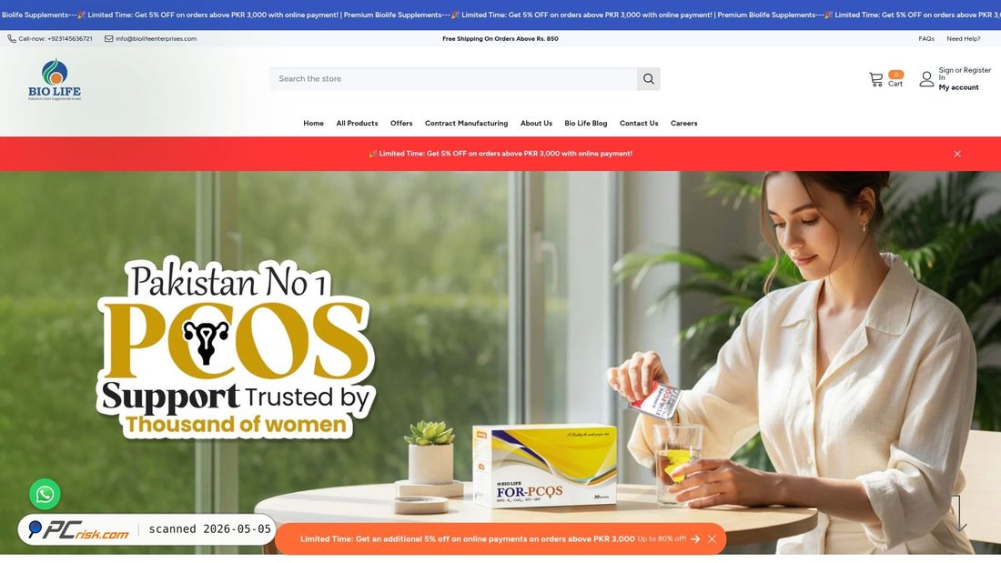 Screenshot von biolifeenterprises.com