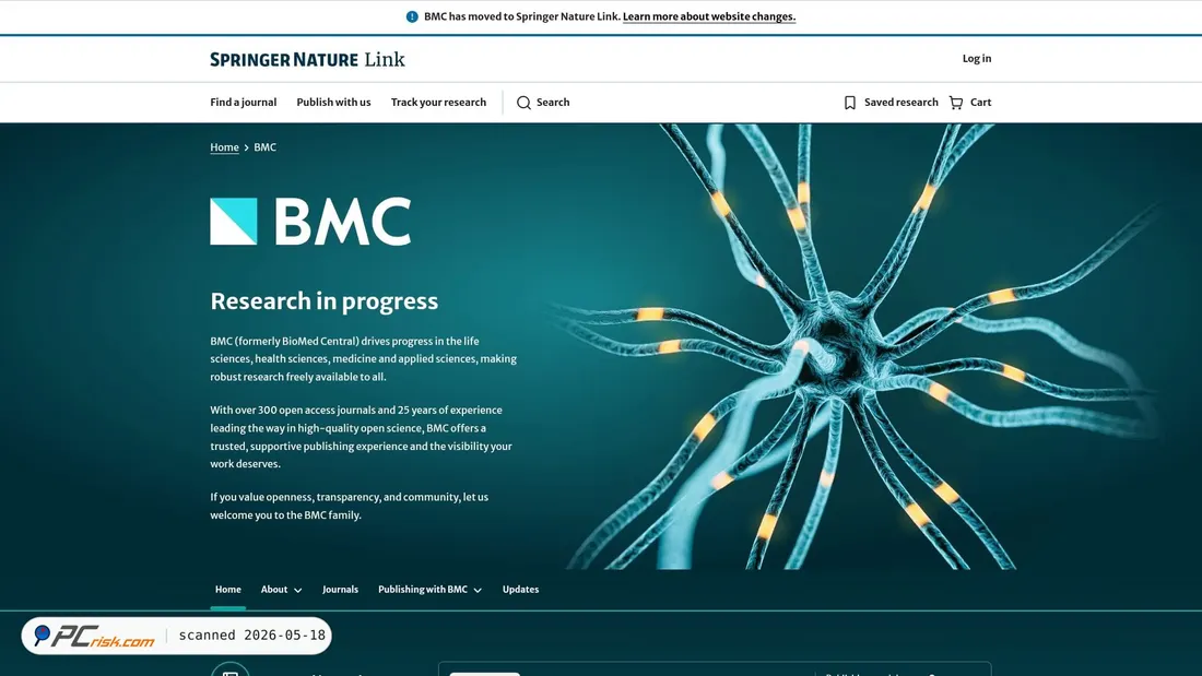 Screenshot of biomedcentral.com