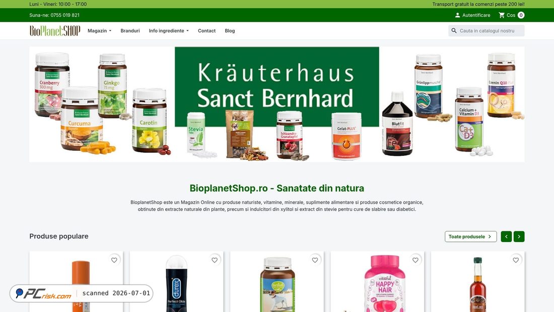Screenshot of bioplanetshop.ro