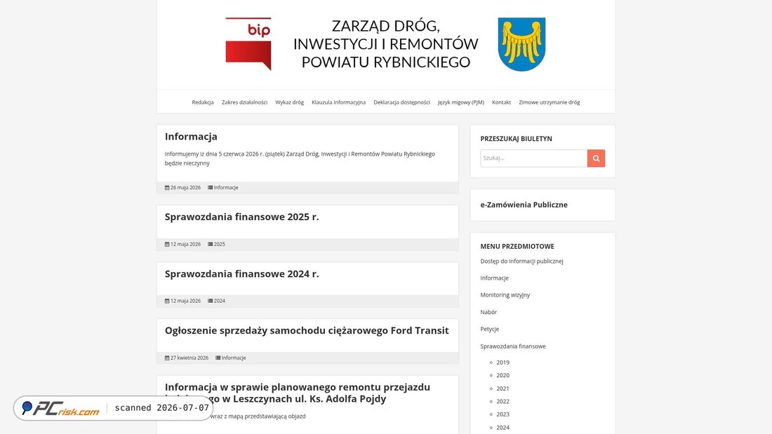 Screenshot di bip.zdp.powiatrybnicki.pl
