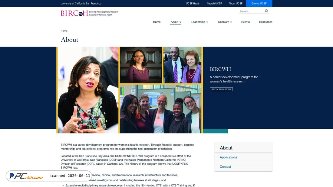 Screenshot of bircwh.ucsf.edu