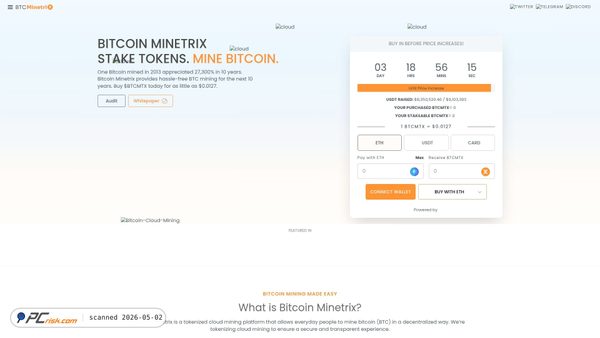 bitcoinminetrix-rewards.pages.dev screenshot