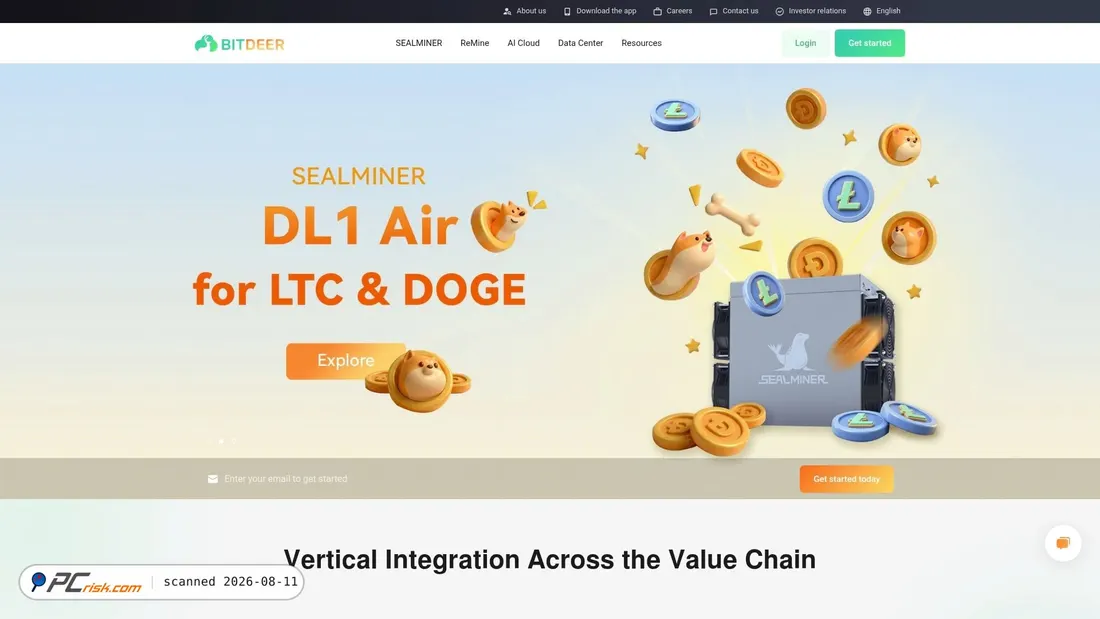 Screenshot of bitdeer.com