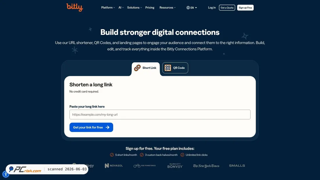 Screenshot of bitly.com