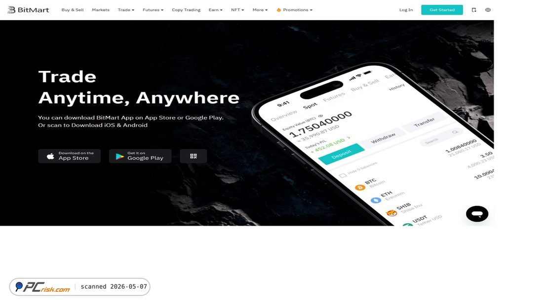 Captura de pantalla de bitmartloginev.webflow.io