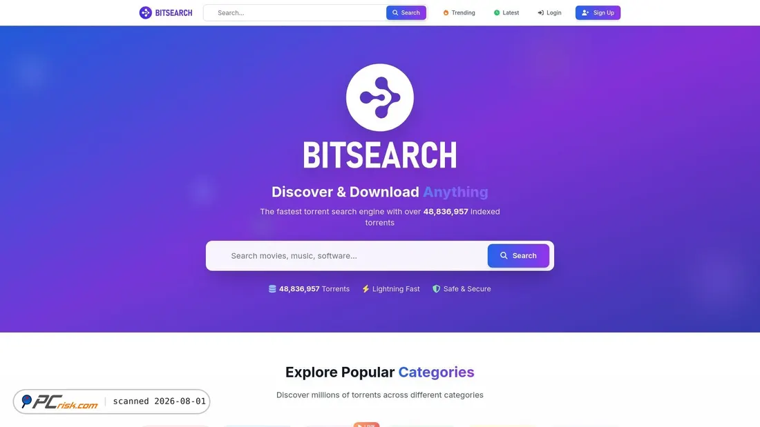 Screenshot of bitsearch.eu