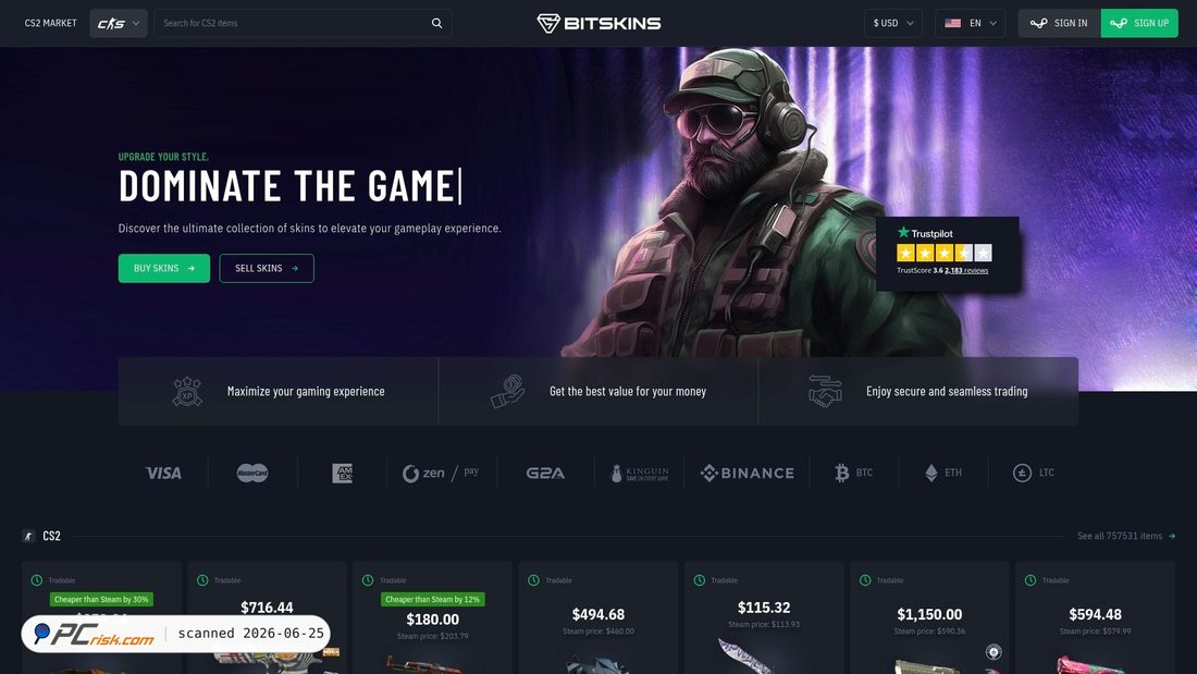 Screenshot von bitskins.com