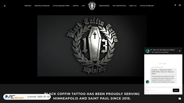 blackcoffintattoo.com screenshot