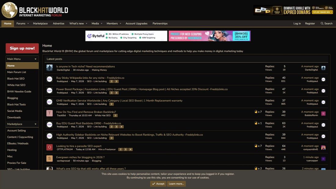 Screenshot di blackhatworld.com